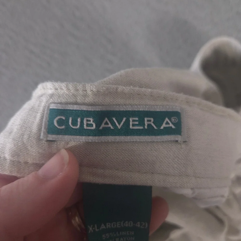 Cubavera Pants Mens‎ XL Beige Straight Leg Linen Blend Drawstring Elastic Waist